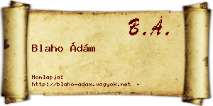 Blaho Ádám névjegykártya